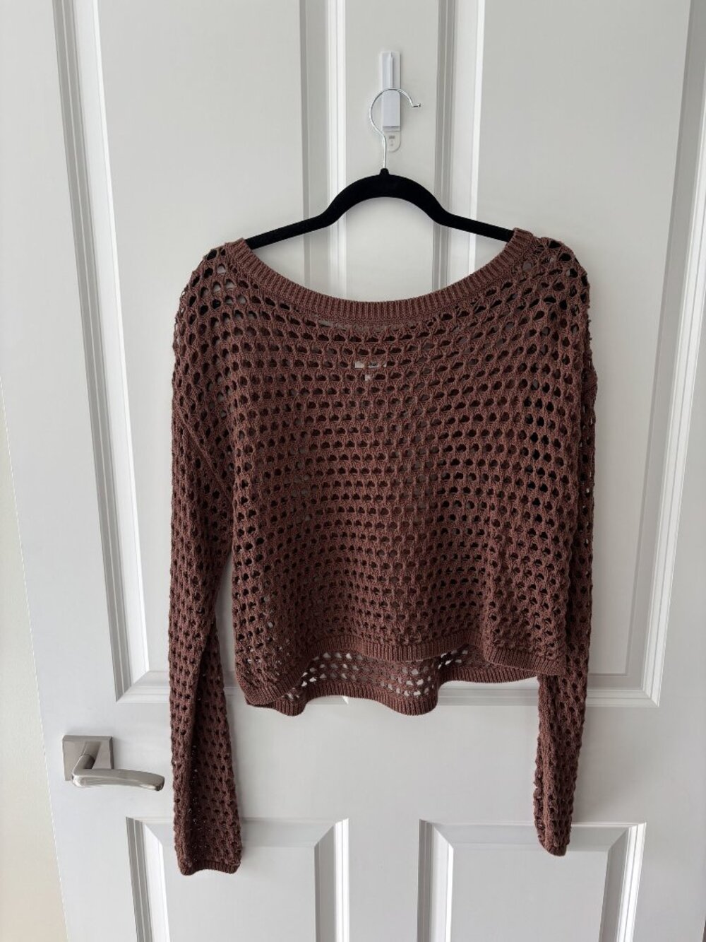 Aerie Rust Open-Knit Cropped Sweater, Size M